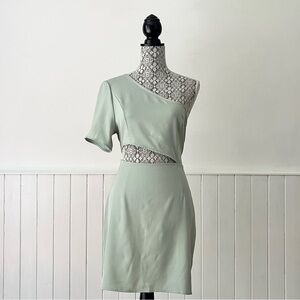 Zara Asymmetric One Sleeve Cutout Tie Back Dress Size M